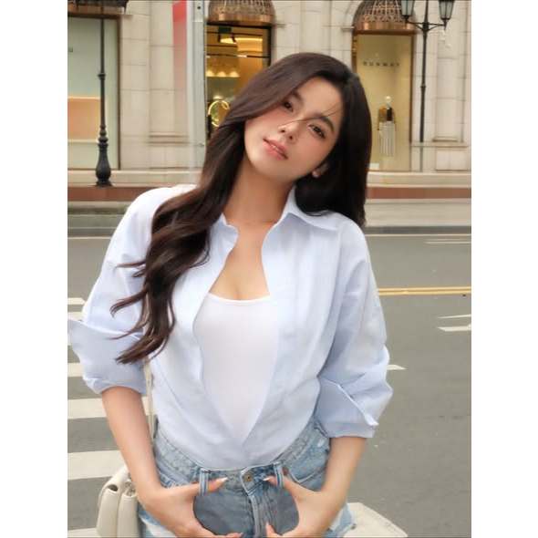 HAZE JUMPSUIT - Jumpsuit mix somi trắng xanh cá tính (set không bao gồm quần) - Naomi Store