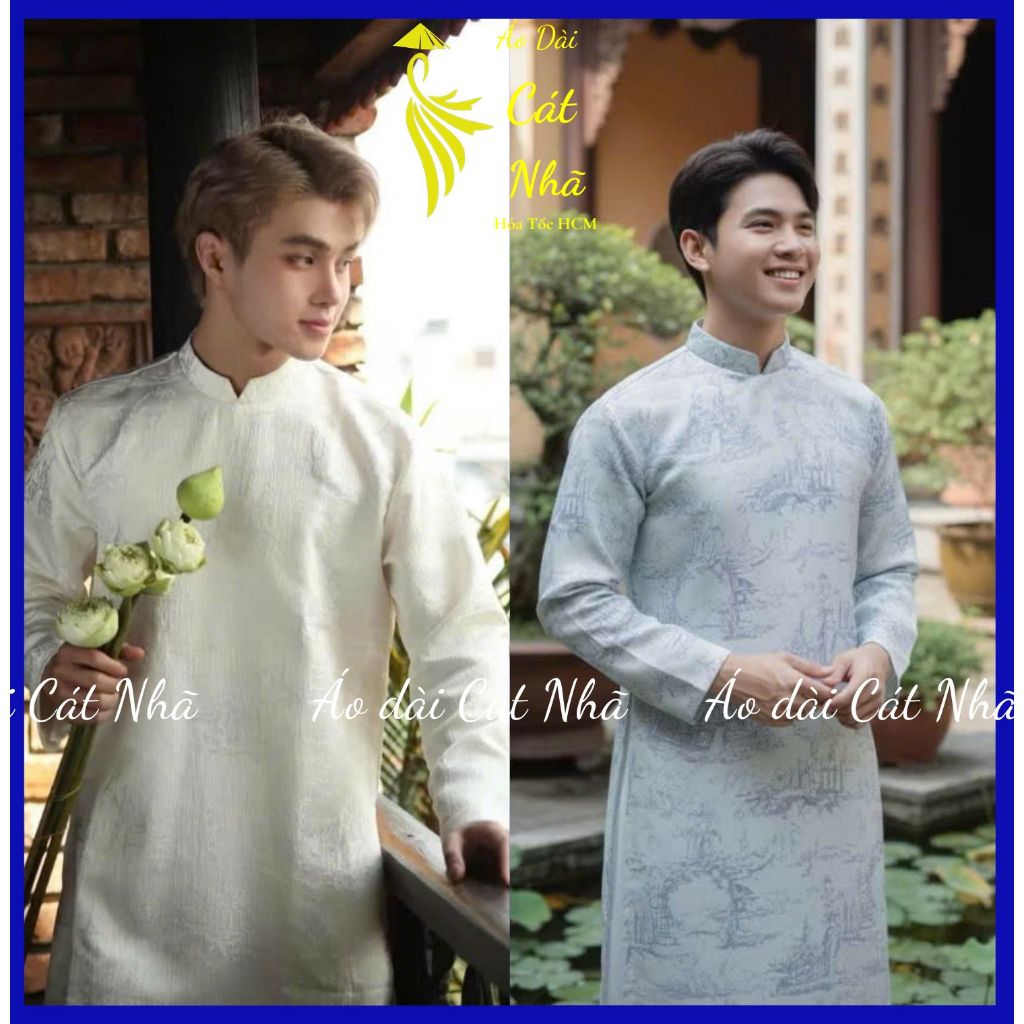 ( Hỏa Tốc 2H- có BIGSIZE) Áo dài Nam chất vải Gấm dệt MỀM mại mặc mát, chuẩn form dáng- ÁO DÀI CÁT NHÃ