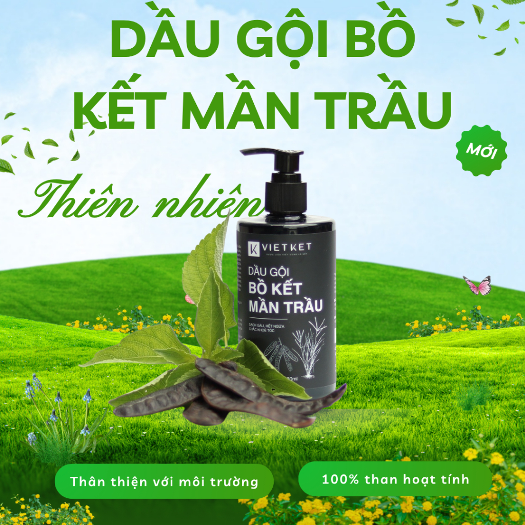 [GIẢM 80K] Dầu Gội Bồ Kết Mần Trầu Thiên Nhiên VietKet Chăm Sóc Tóc, Giữ Tóc Chắc Khỏe Chai 320ml