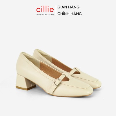 Giày Cao Gót Công Sở Cillie Mũi Nhọn Bít Mũi Gót Vuông Cao Chắc Chắn CG43