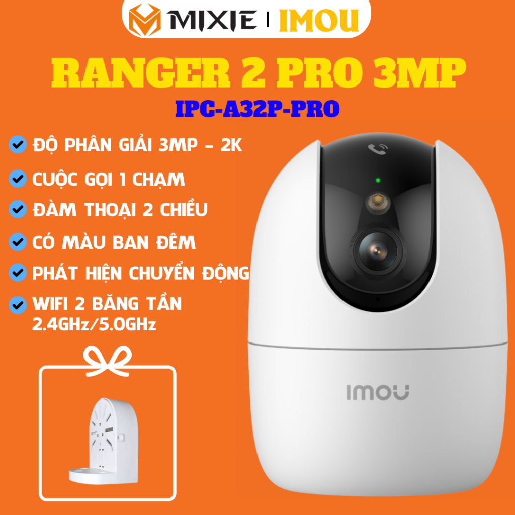 IMOU Ranger 2 Pro 3MP/5MP | Camera trong nhà ban đêm có màu, tích hợp AI | Có nút gọi điện