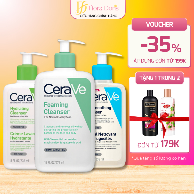 Sữa Rửa Mặt Cerave giúp làm sạch sâu dành cho da dầu, da khô, da nhạy cảm Foam Cleanser 236/473ML