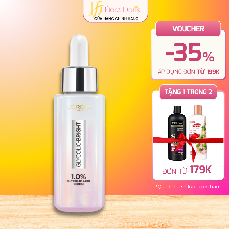 Serum Dưỡng Trắng Và Mờ Thâm Nám L'oreal Paris Glycolic Bright 1.0% Glycolic Acid (AHA)