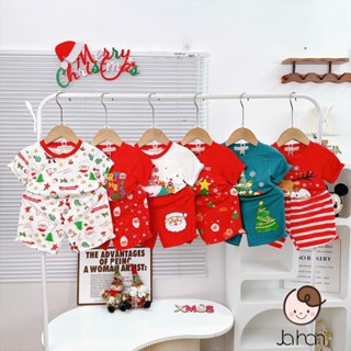   Bé 9-30kg  Bộ Ngắn Tay NOEL 2025 Thun Lạnh Mềm Mịn Mát Cho Bé Trai Bé Gái bộ thu đông cho bé mùa Giáng Sinh 