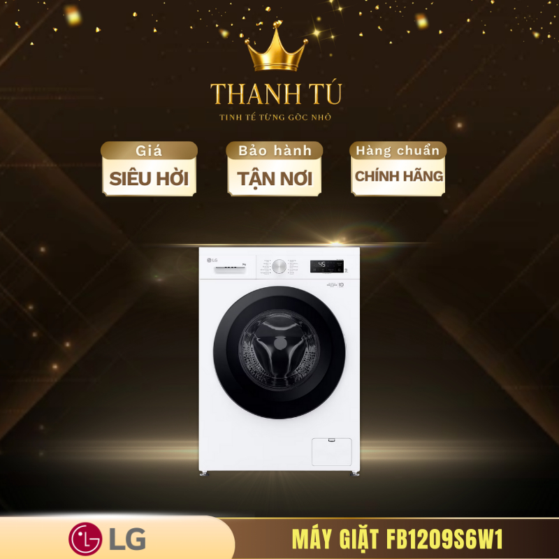 Máy Giặt Lồng Ngang LG FB1209S6W1, Vận Hành Êm, Độ Bền Cao, Thiết Kế Sang Trọng