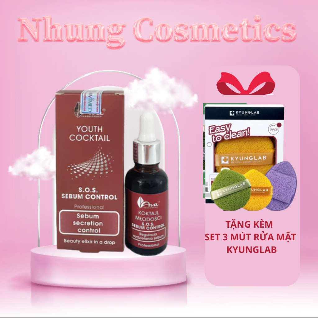 Serum dưỡng ẩm, giảm nhờn và mờ thâm cho da AVA Youth Cocktails-S.O.S Sebum Control - Niacinamide& A