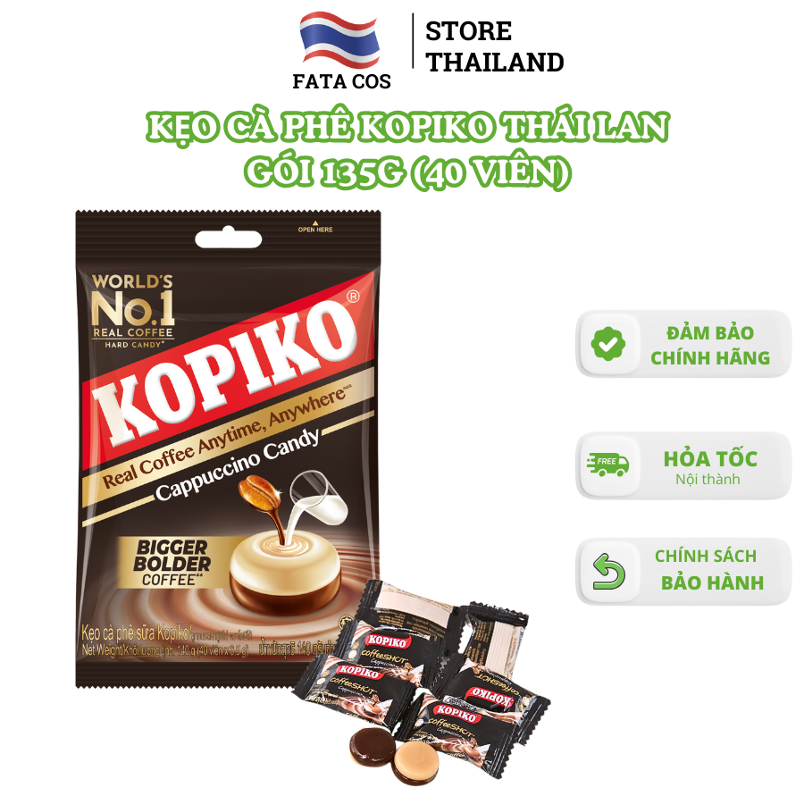 Kẹo cà phê Kopiko, kẹo Kopiko coffee Thái Lan gói 135gr 40 viên