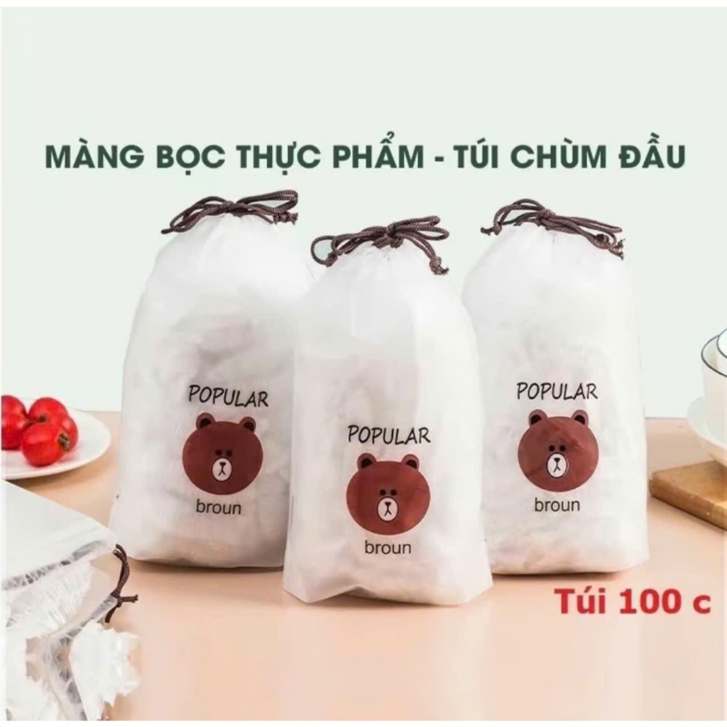 (COMBO 10 BỊCH) Màng Bọc Thực Phẩm Chất Liệu PE Có Chun Túi Gấu Bọc Thực Phẩm Đồ Ăn Cao Cấp