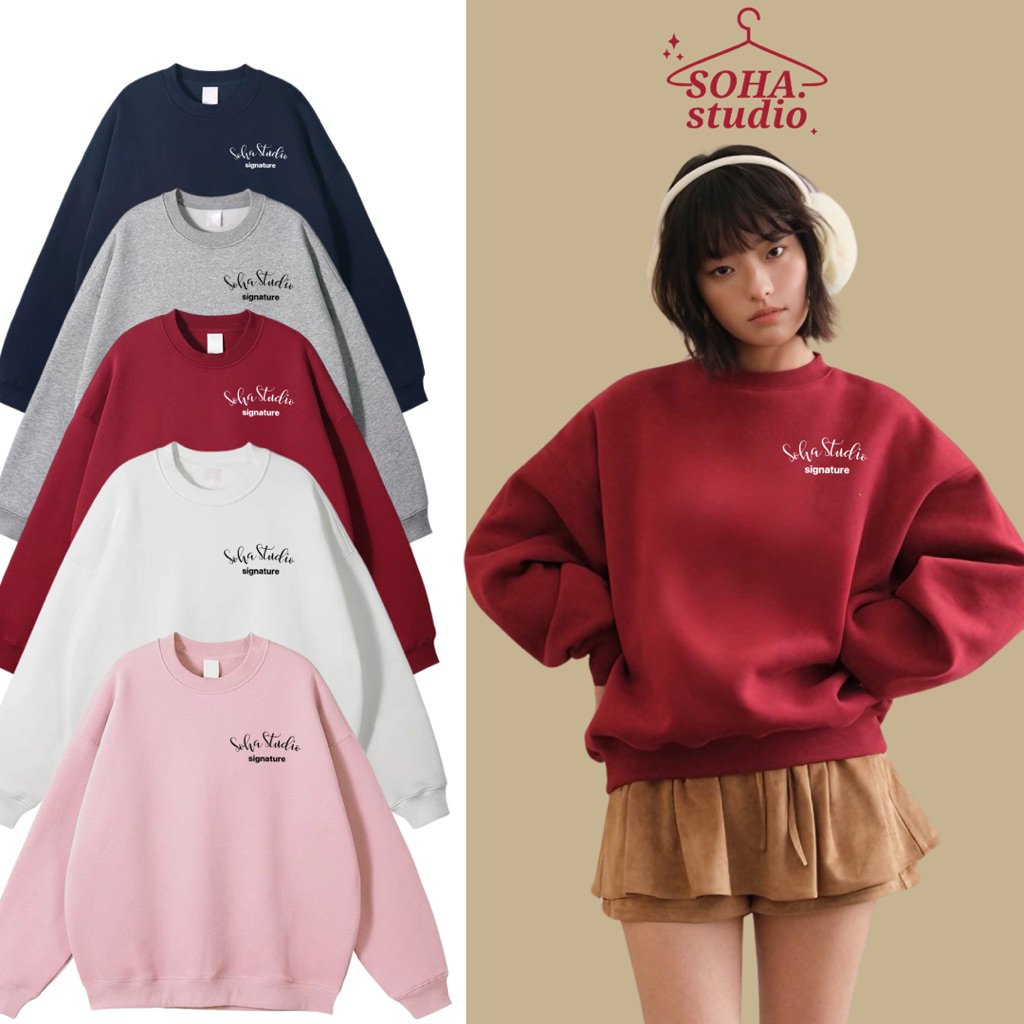 ÁO SWEATER BOXY NỈ LÔNG CÁO NỮ ÁO NỈ SWEATER FORM BOXY SOHA BASIC