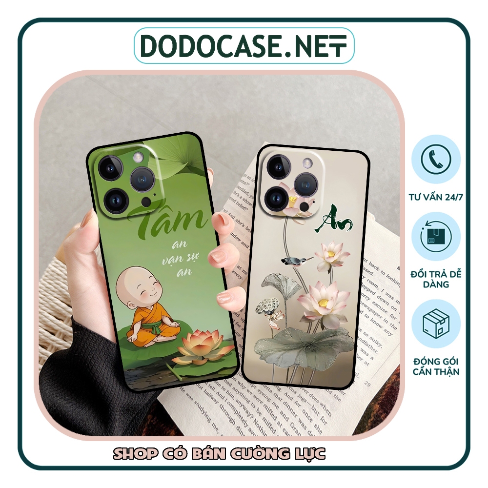 Ốp lưng iphone 14 14 Pro 14 Pro Max 14 Plus in hình lá bồ đề hoa sen và tâm an