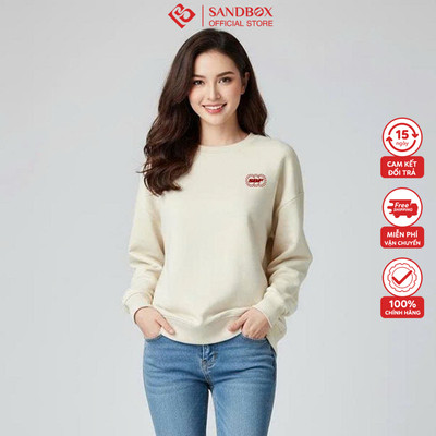 Áo nỉ sweater SANDBOX Basic Cổ Tròn Logo Ngực Chất Liệu Nỉ Hai Da Cao Cấp Chính Hãng ANC25001