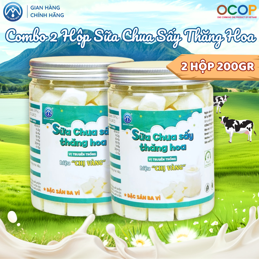   MUA 2 GIẢM 30K  Combo 2 Hộp Sữa Chua Sấy Lạnh Vị Truyền Thống SỮA CHỊ VÀNG OFFICIAL  2x100gr  