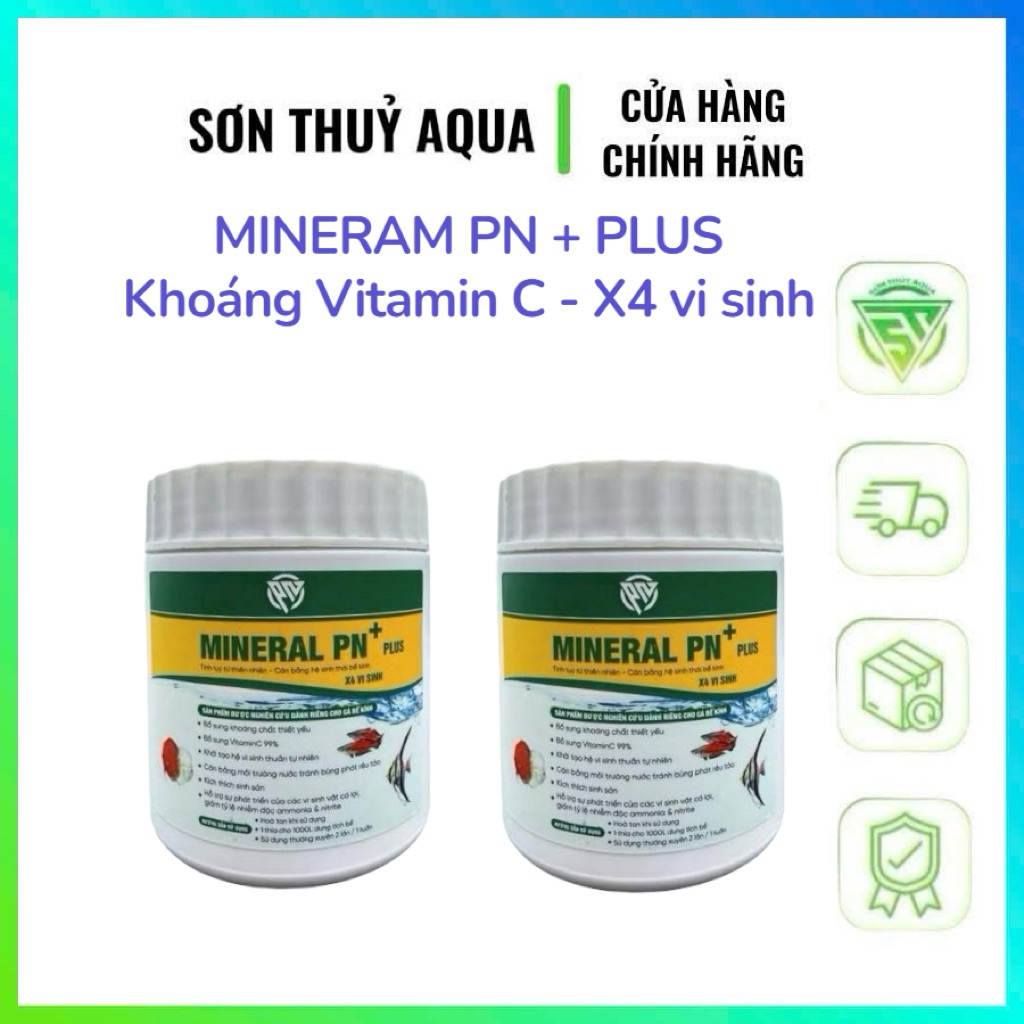 Khoáng Bột MINERAL PN+ PLUS Vitamin C + x4 Vi Sinh Cho Bể Cá Cảnh / Khoáng Cho Hồ Cá - Thức ăn cho c