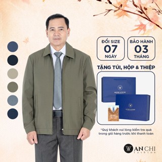   Kèm túi hộp & thiệp  Combo áo khoác nam trung niên cổ Đức áo sơ mi cà vạt ANCHI quà tặng bố - CBQT02 