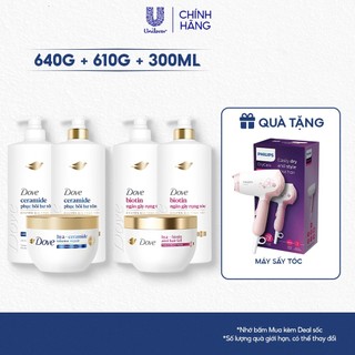   Live Hannah  Combo Dầu Gội Kem Xả Kem Ủ Dove Ceramide Phục hồi hư tổn Ngăn ngừa gãy rụng 640g 610g 300ml 