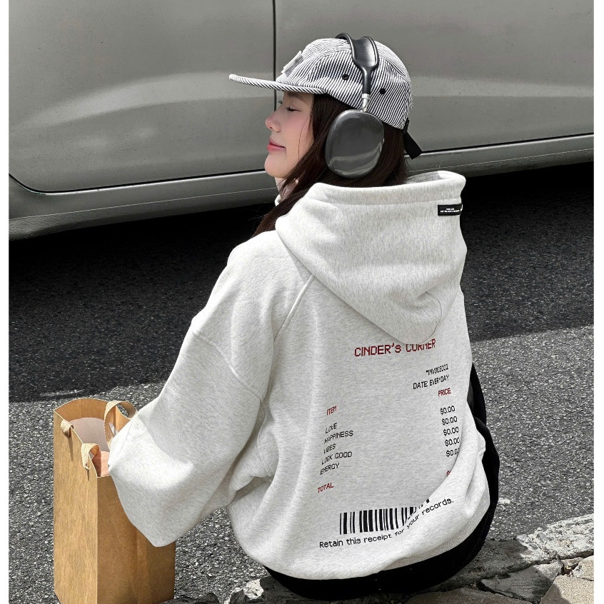 Áo Hoodie Boxy RECEIPT Cinder Form Đẹp, Local Brand Chính Hãng