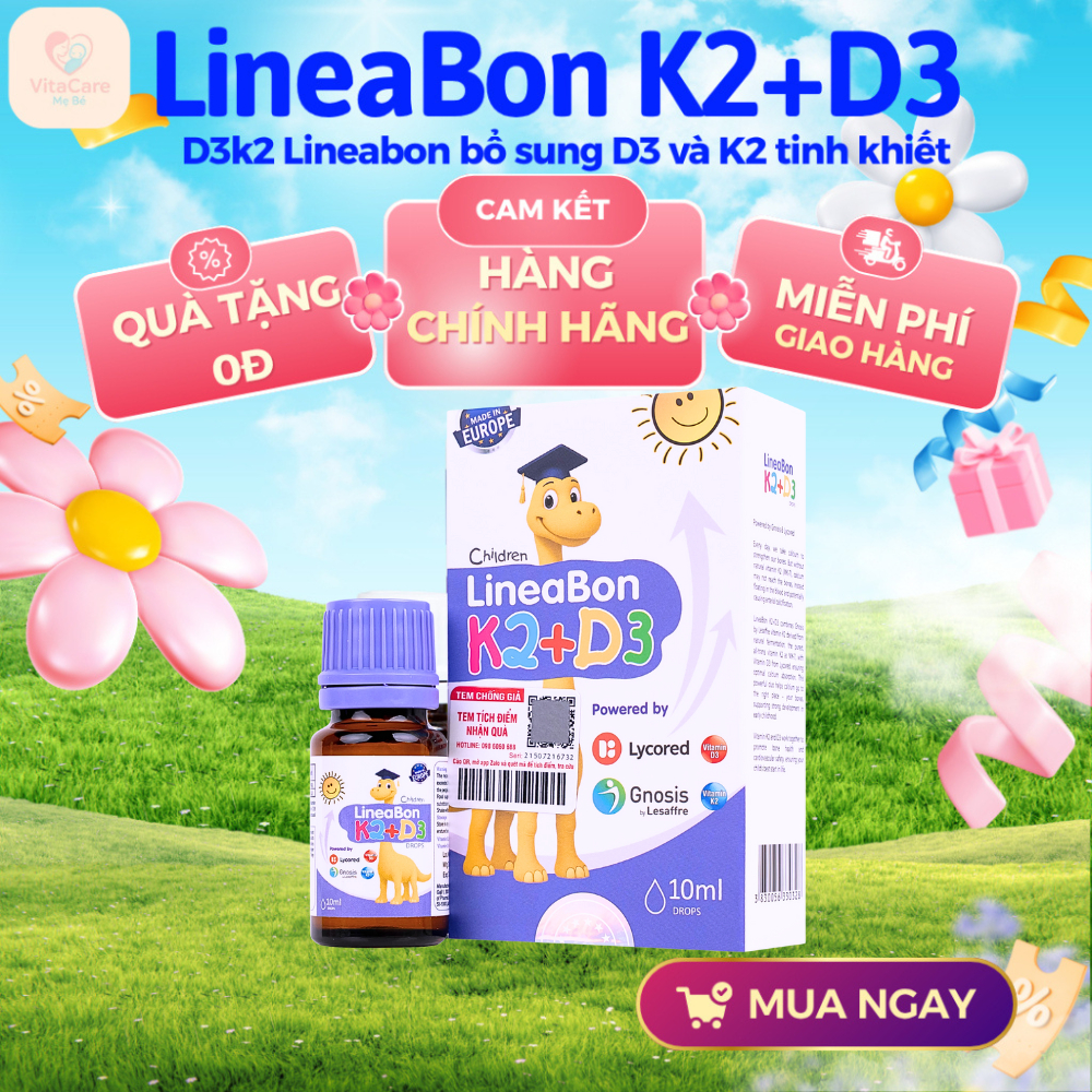 D3k2 Lineabon bổ sung D3 và K2 tinh khiết Chính hãng
