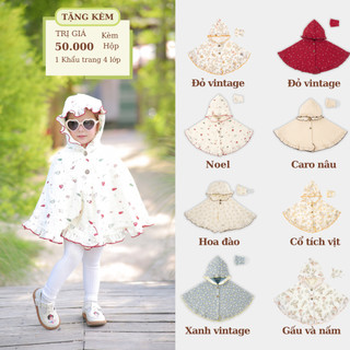  Áo Choàng Chống Nắng Cho Bé Gái deAmour Vải Muslin 2 Lớp Dệt Kép Tặng Kèm Khẩu Trang Chống Nắng 