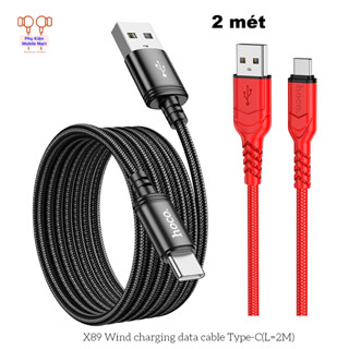 Cáp Sạc Nhanh USB to Type-C Dài 2m – Bọc Dù Đen Đỏ, Sạc Ổn Định, Bền Bỉ, 3A / 3.0A – Hoco X59 X89