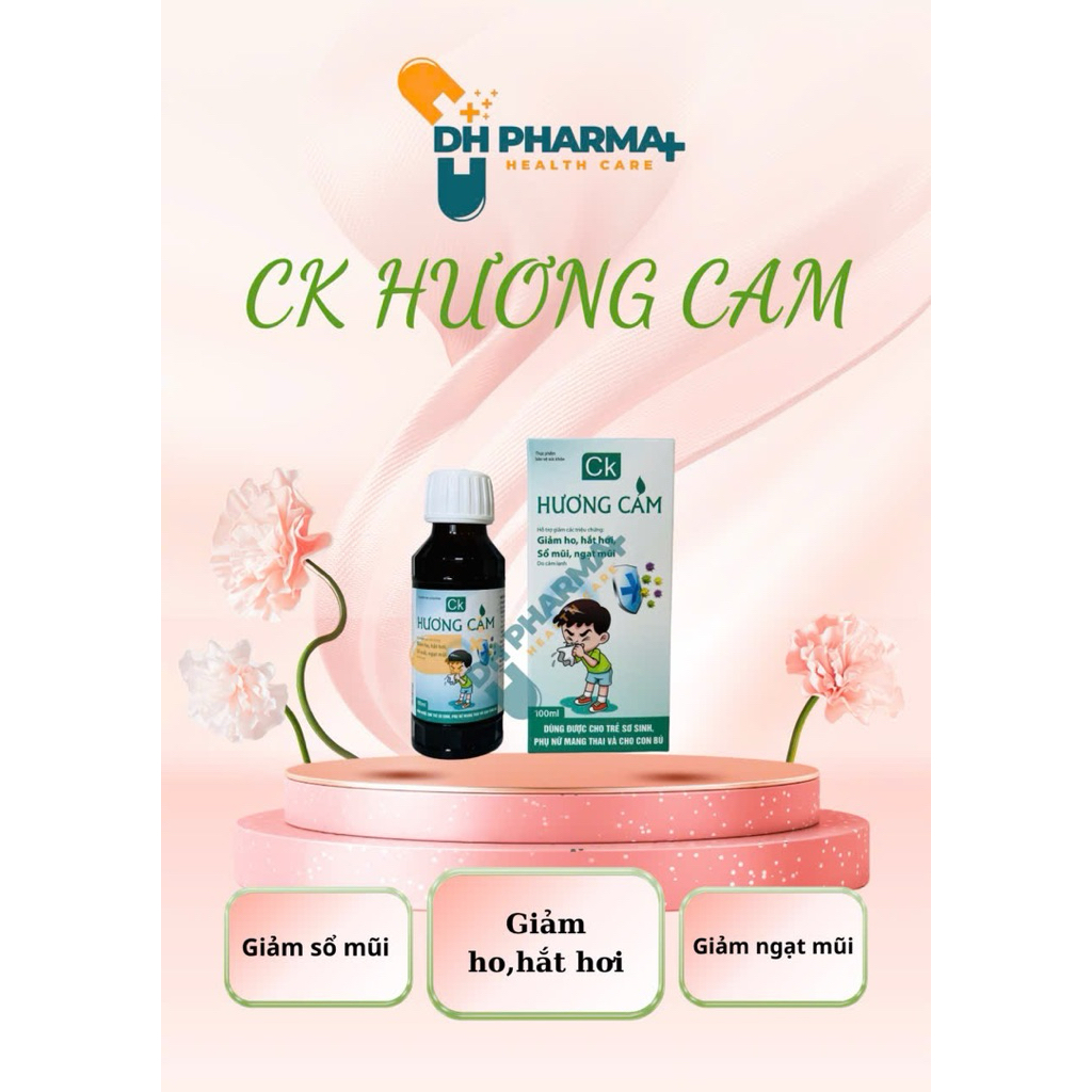 Siro ho CK HƯƠNG CẢM giảm ho, hắt hơi, sổ mũi, ngạt mũi do cảm lạnh chai 100ml dùng cho trẻ em và ph