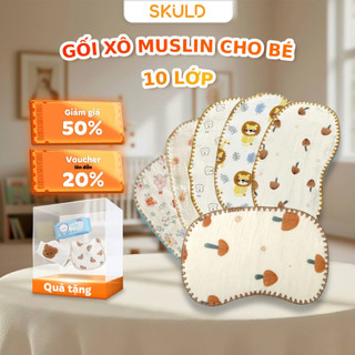  Gối muslin SKULD chất liệu vải xô cao cấp mềm mại an toàn cho bé họa tiết đáng yêu xinh xắn 