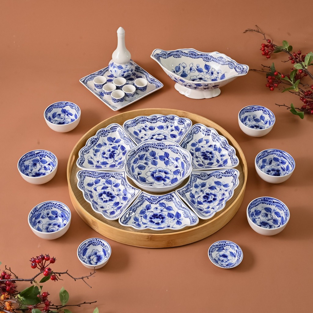 Bộ bát cúng gia tiên gốm sứ bát tràng,bộ bát đĩa hoa mặt trời, bát đĩa thờ cúng,bát đĩa thắp hương P