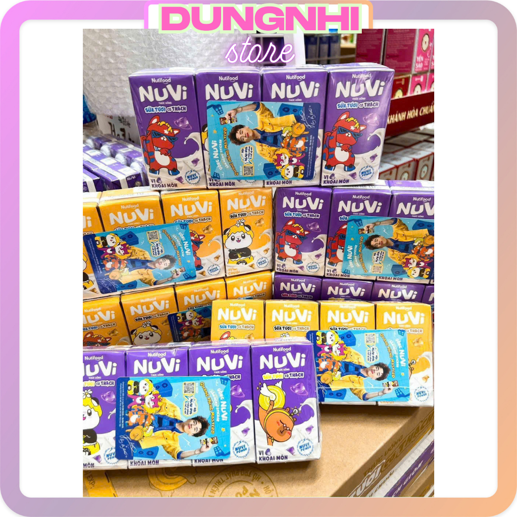 (Có thẻ Quang Hùng) Sữa Tươi Nuvi Thạch Khoai Môn/ Chuối Thùng 48h -110ml