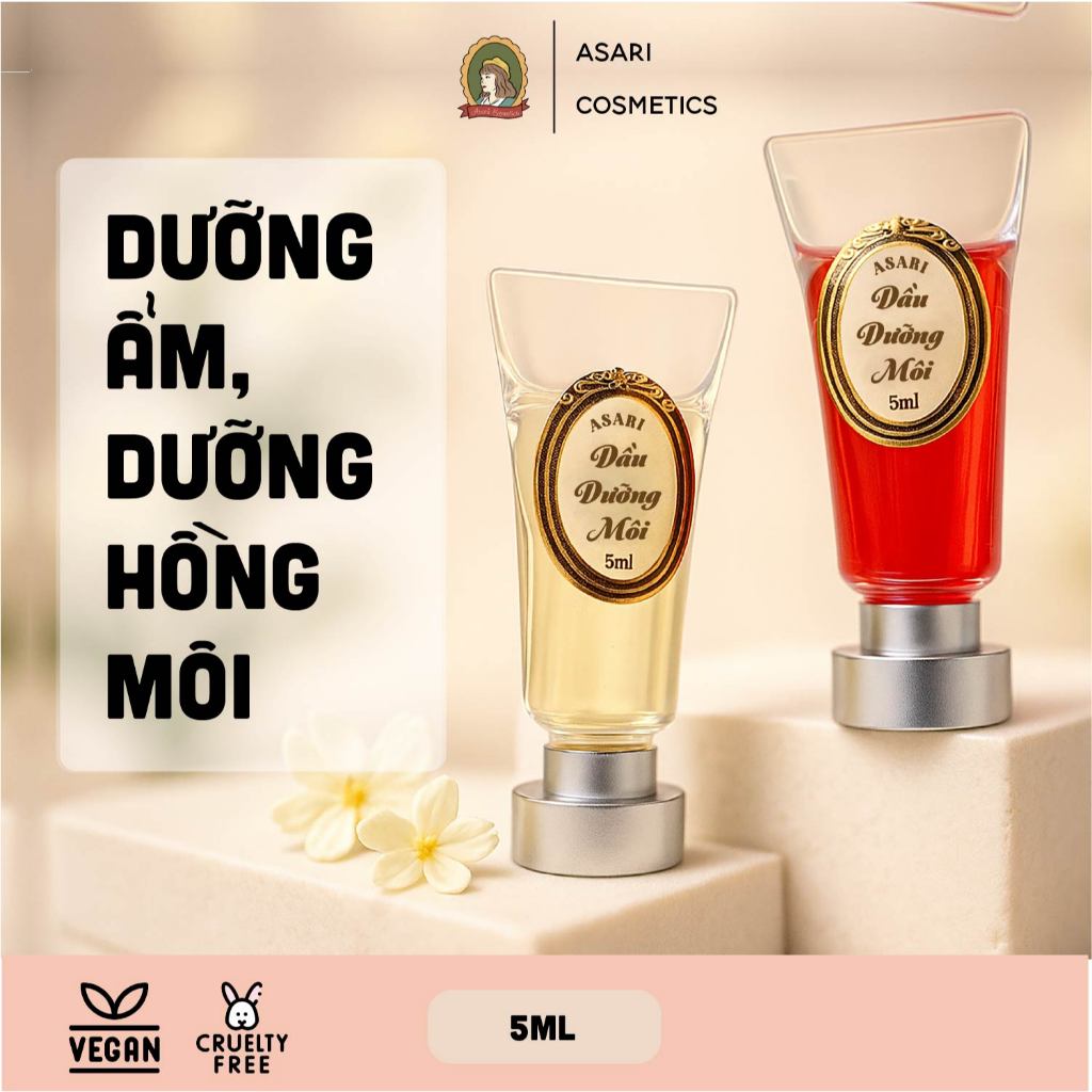 [5ml] Dầu dưỡng môi cho môi căng mịn, hỗ trợ làm hồng môi handmade 5ml Asari Cosmetics