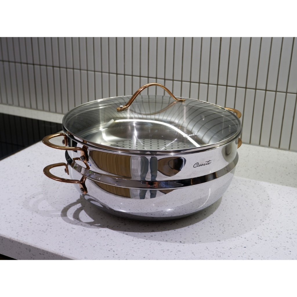 Chảo inox lòng sâu Ciwete 24 cm -28 cm - 32cm / Chảo Greenpan 20cm