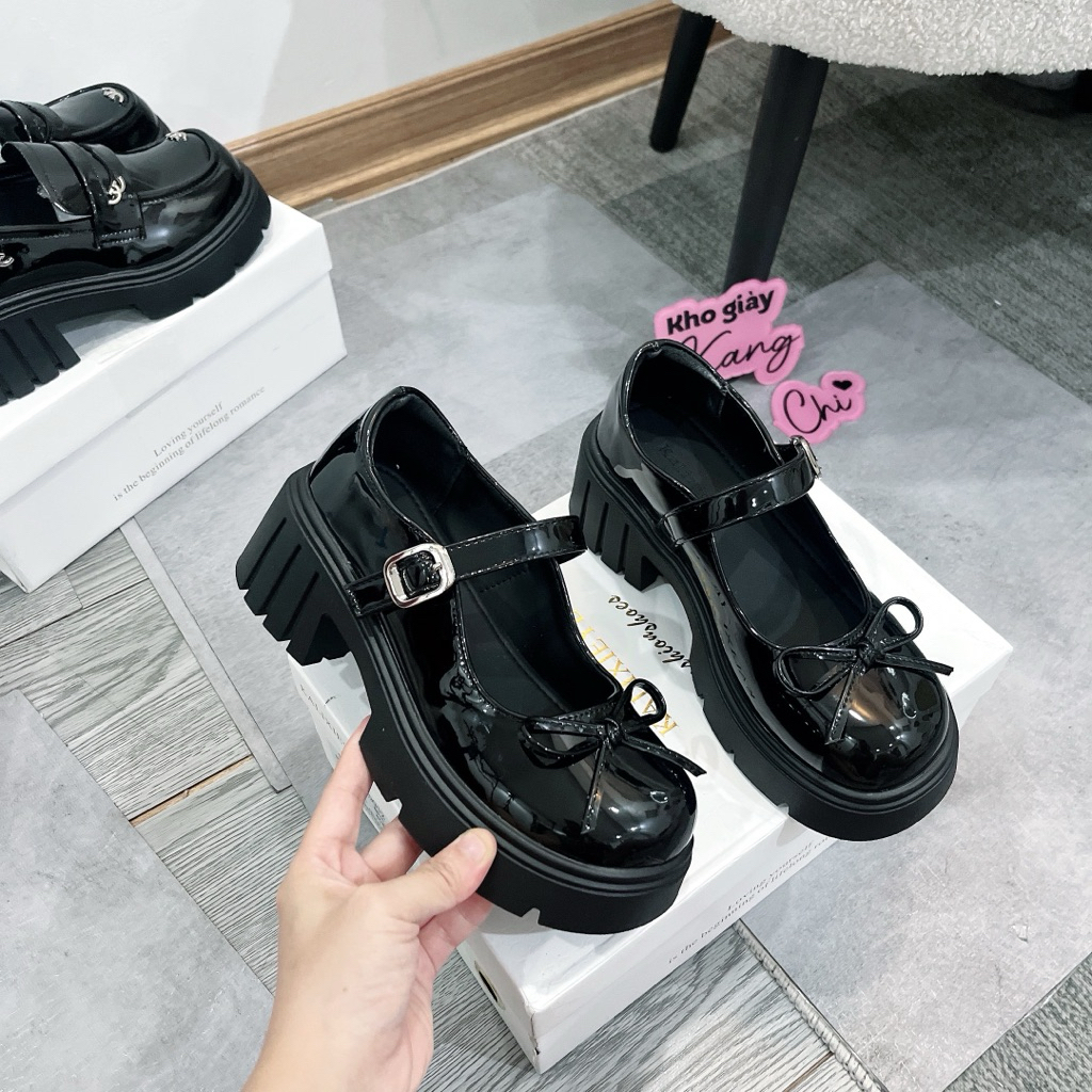 KANG SHOP Giày lolita nữ nâng đế 6cm êm mềm bản nơ full box chuẩn Qc 9912