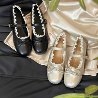  Giày búp bê da lì phối ren mềm êm đế dẻo chống trơn chống trượt có 2 màu basic 2026 