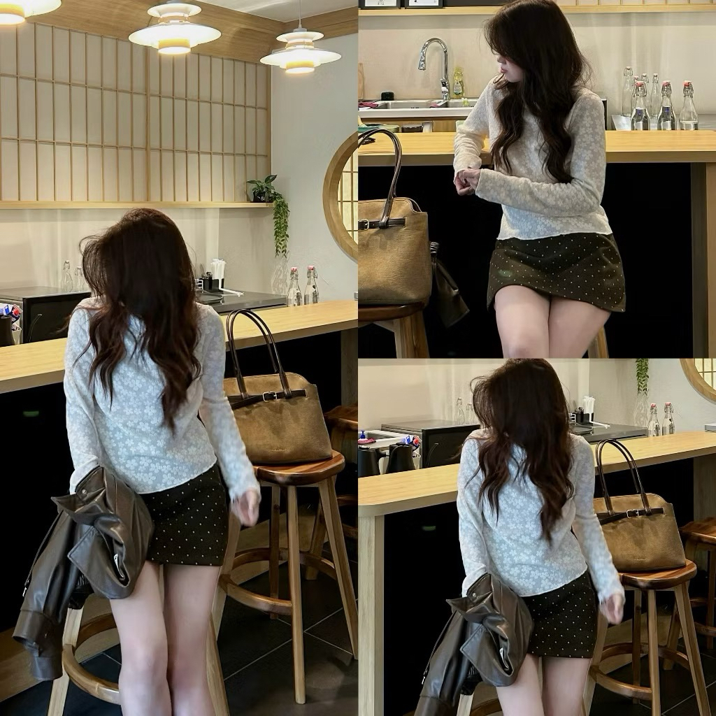 Áo ren mỏng xô hoa mai cổ nhún viền sóng LIZZY TOP