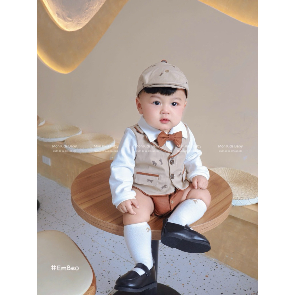 [SẴN SHIP] Body công tử cv Ettoi nâu hoặc be kèm mũ cho bé trai The Moon