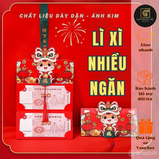  Lì xì tết mẫu thiết kế nằm ngang kéo dài lì xì 2 ngăn - 6 ngăn - 10 ngăn xếp lớp 2025 quà tặng người thân bạn bè 