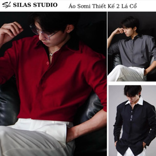  Áo Sơ Mi SILAS Ver2 Thêu Tà 2 Lớp Cổ Cotton Chéo Menswear Form Rộng Tôn Vai Chiết Eo - ASL40 