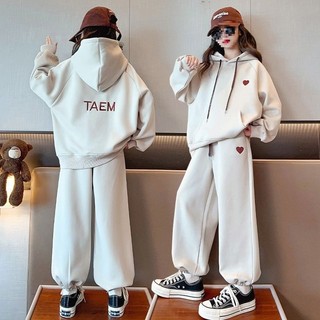  Bộ Nỉ Cho Bé Gái Thêu Tim Áo Hoodie Quần Dài Bo Gấu Thời Trang Bé Gái Cao Cấp  ACE Kids-BL26  