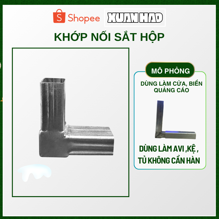 Khớp Nối Sắt Hộp Vuông 2 chiều Không Cần Hàn Hàn làm AVI,chuồng,kệ 20x20mm, 25x25mm, 30x30mm