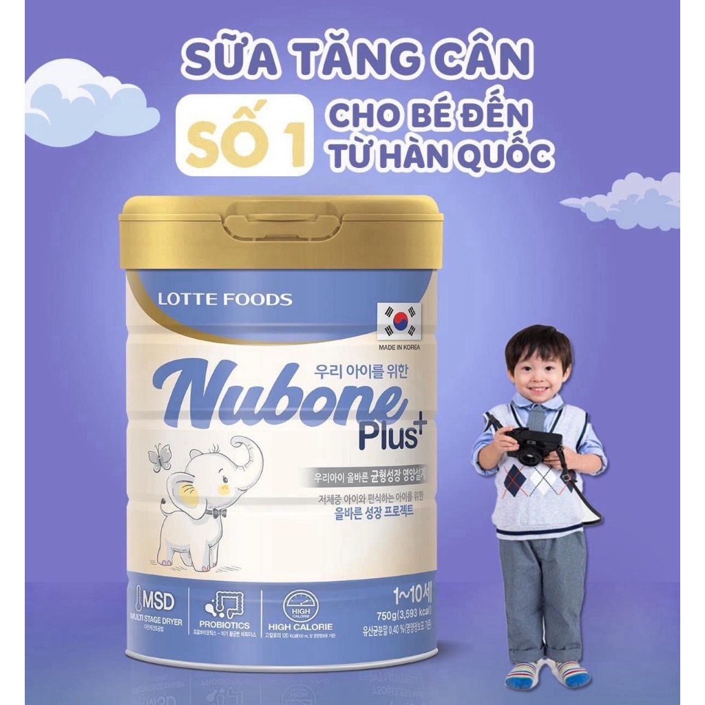 Sữa cao năng lượng Nubone Step 1,2 + Plus+ lon 750gr