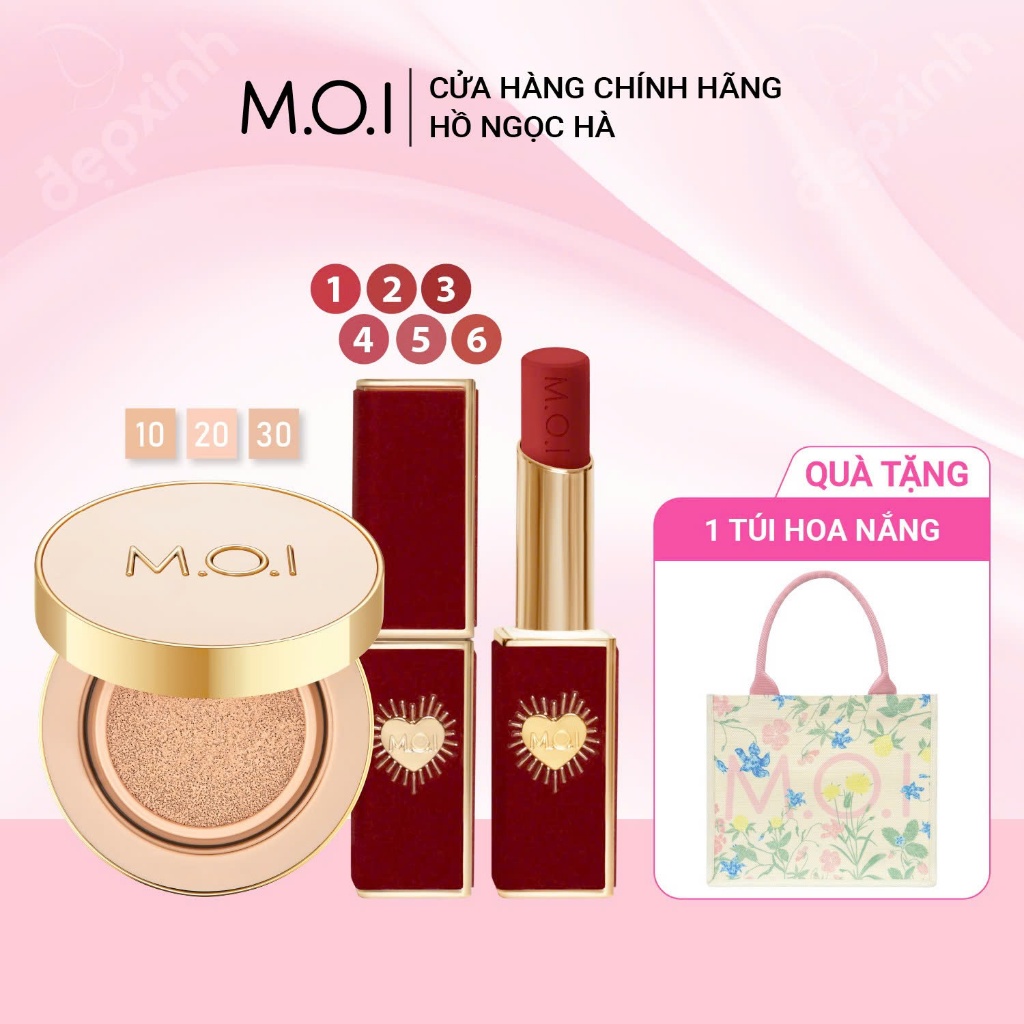 Bộ đôi M.O.I Phấn nước Premium Baby Skin và Son thỏi Queen Of Rose