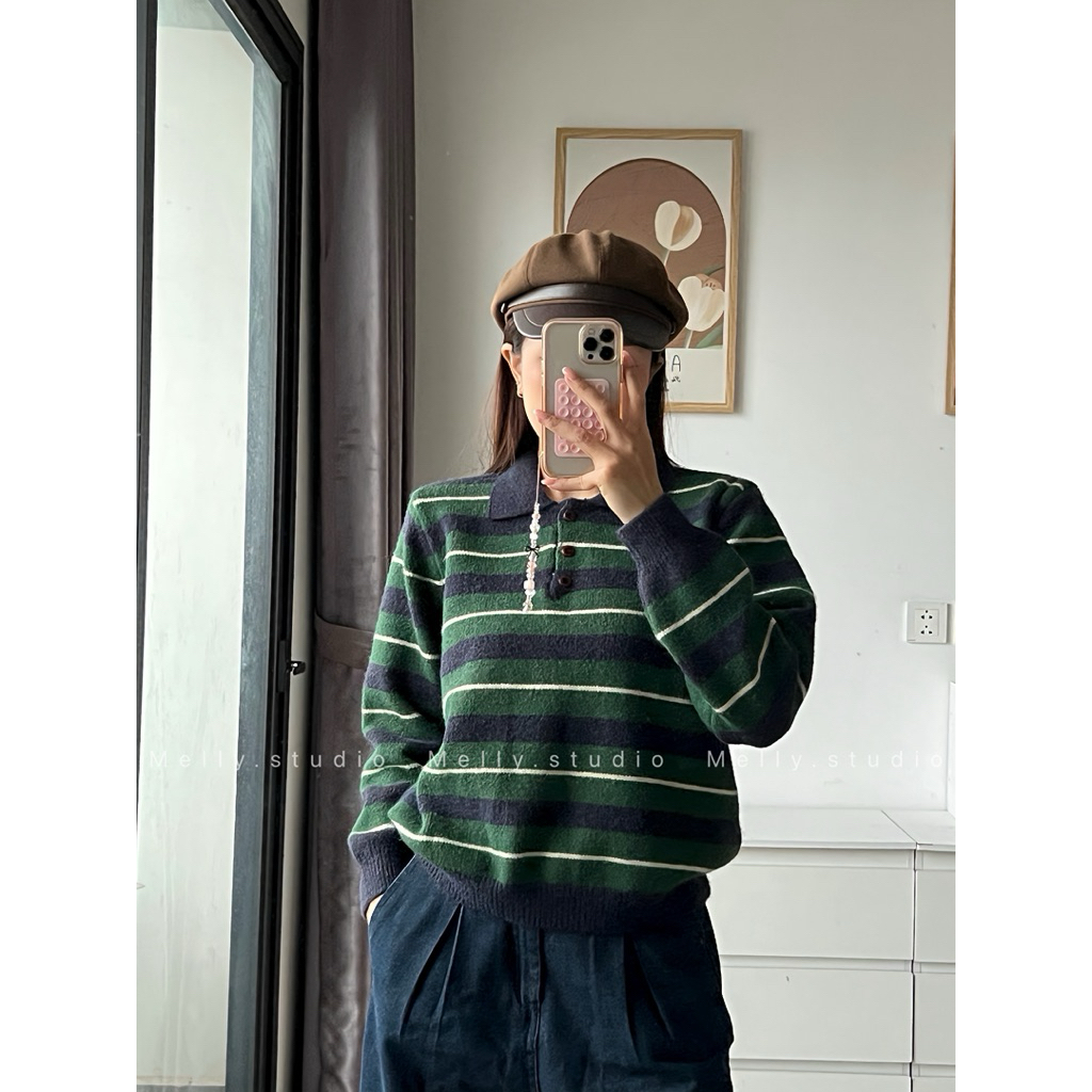 [MELLY.Studio] ÁO CARDIGAN KẺ XANH X-MAS - Hàng loại 1 - Hàng sẵn - Chuẩn form- Video - Hình ảnh chí