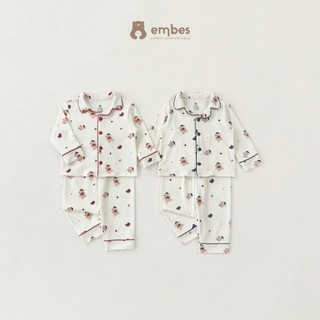  Bộ Pijama Giáng Sinh Cho Bé Trai Bé Gái Embes Bộ Đồ Ngủ Noel Chất Cotton Dệt Lông Mỏng Size 8-18kg 