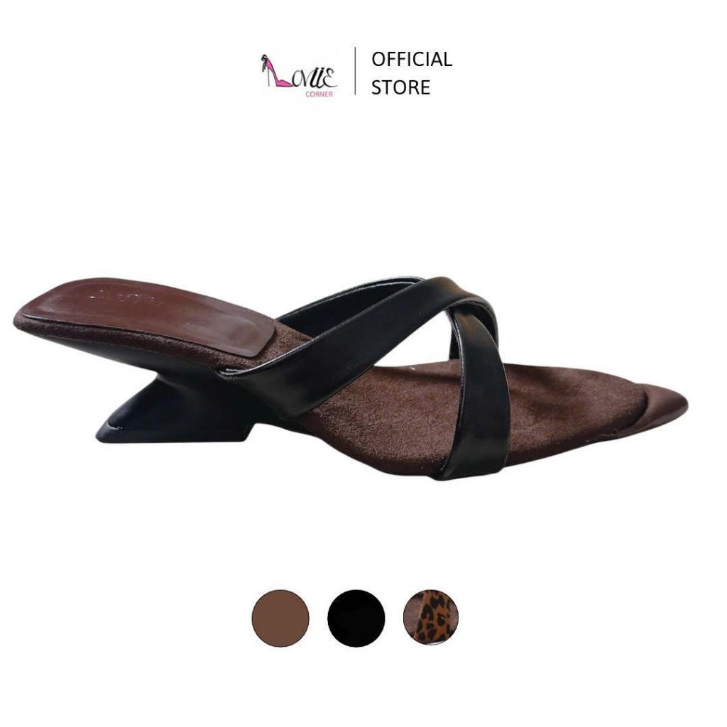 LOVIIECORNER - DÉP CAO GÓT QUAI CHÉO MŨI NHỌN ĐỆM TRẦN BÔNG 2 LỚP  - GUỐC NỮ GÓT KHOÉT 5CM - D250812