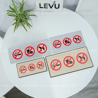 Biển cấm thú cưng, cấm mang đồ ăn, cấm hút thuốc LEVU BG88 trang trí quán