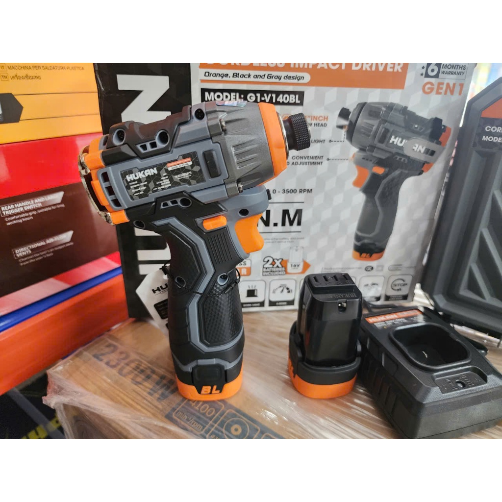 Máy chuyên vít có búa dùng pin HUKAN G1-V140BL,140Nm,3 tốc độ chỉnh nhanh, Không chổi than