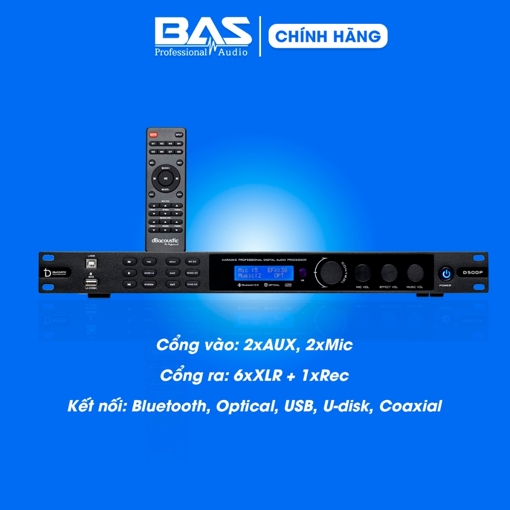 Vang số dBacoustic D500P Premium, kết nối đa năng, chống hú hiệu quả, tặng 2 dây canon