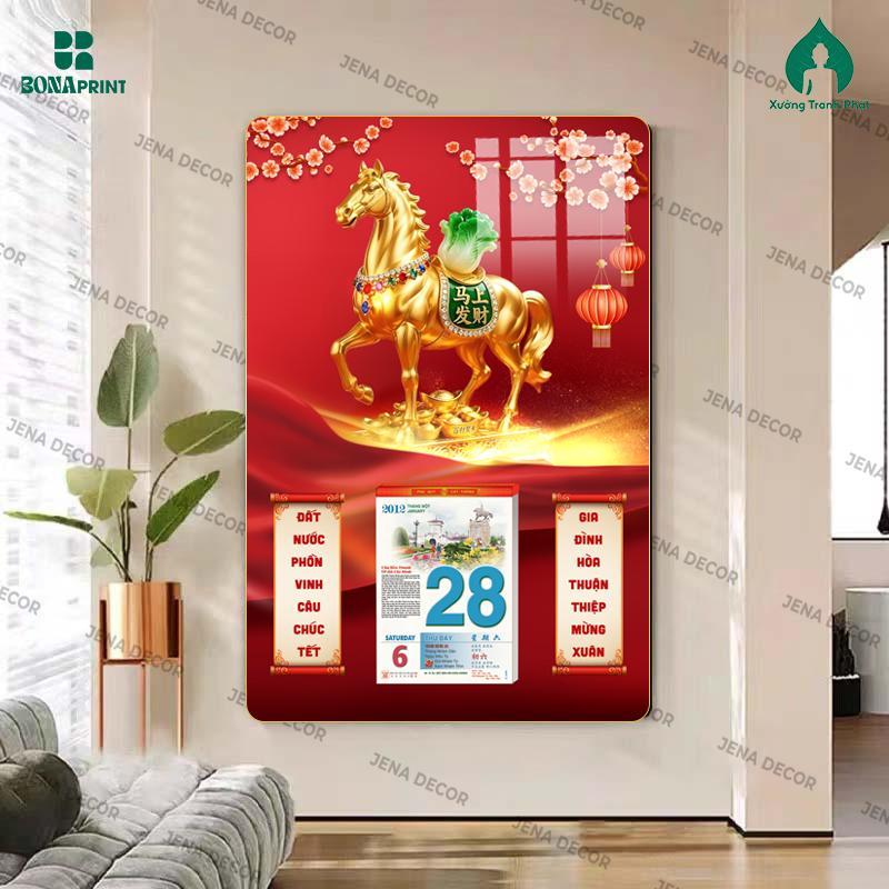 [Lịch tết 2026] Đốc lịch tết MÃ ĐÁO THÀNH CÔNG tráng gương, Đốc lịch tráng gương sang trọng