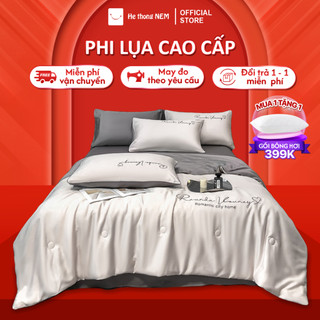  Bộ Chăn Ga Gối 5 Món HỆ THỐNG NỆM - Set Ga Giường Lụa Thái Mát Lạnh Trải Giường Mùa Thu Cao Cấp 
