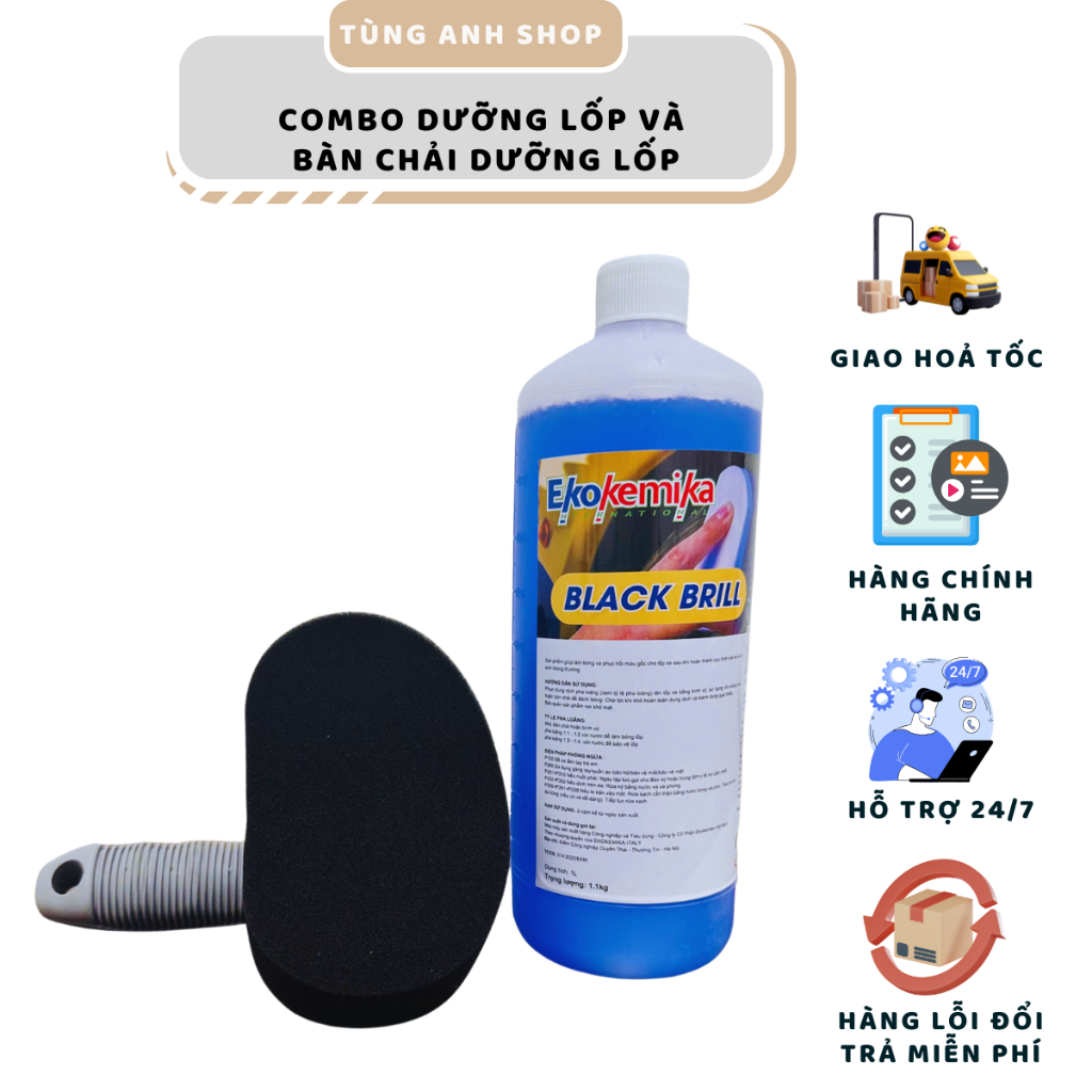 Combo dưỡng bóng lốp ô tô xe máy Ekokemika Blackbrill