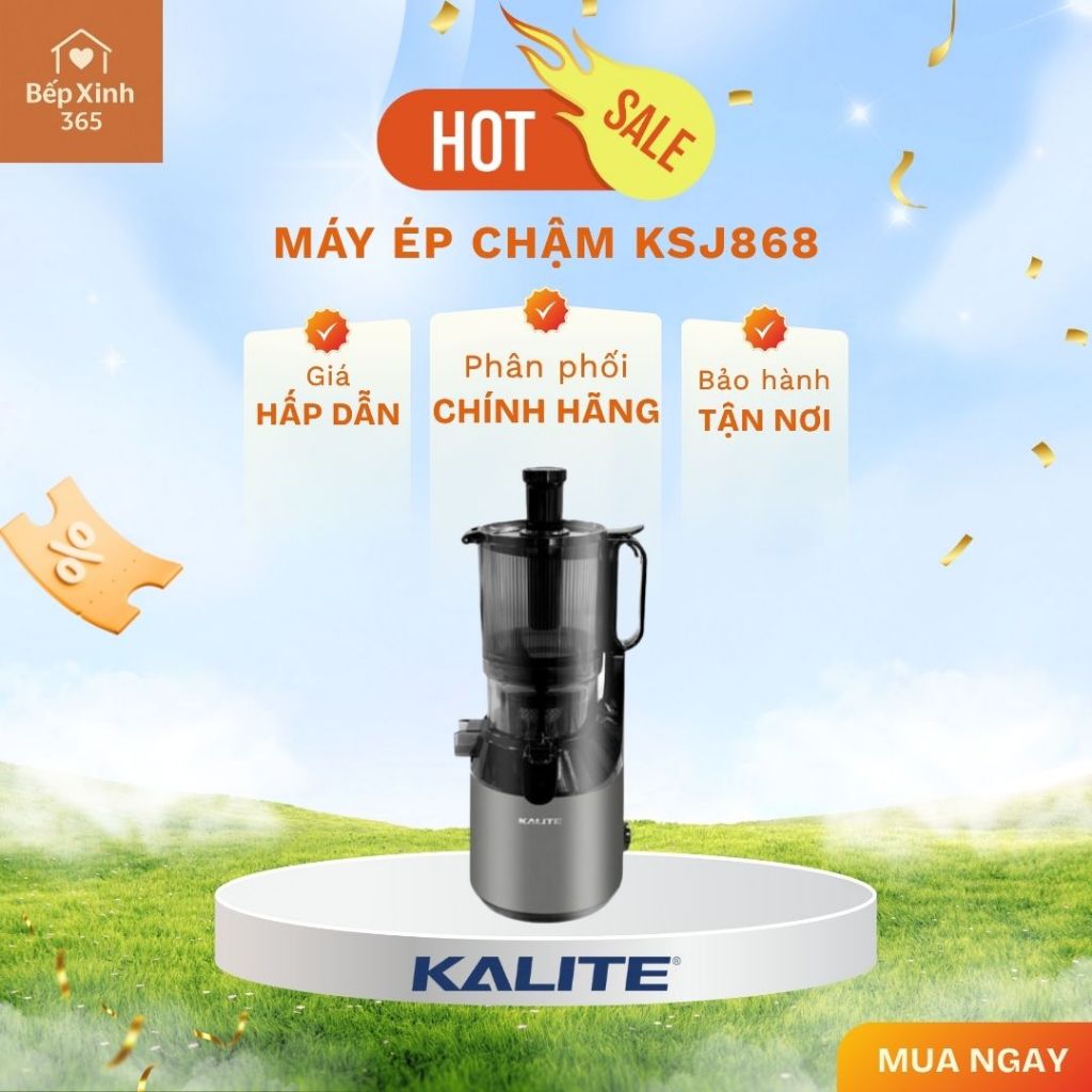 Máy Ép Chậm KALITE KSJ868 – Thiết Kế Ống Rộng, Làm Kem & Ép Trái Cây Nguyên Quả