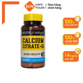  Viên Uống Canxi Hữu Cơ Mason Natural Calcium Citrate + D3 Hỗ Trợ Xương Chắc Khỏe Phòng Ngừa Loãng Xương 